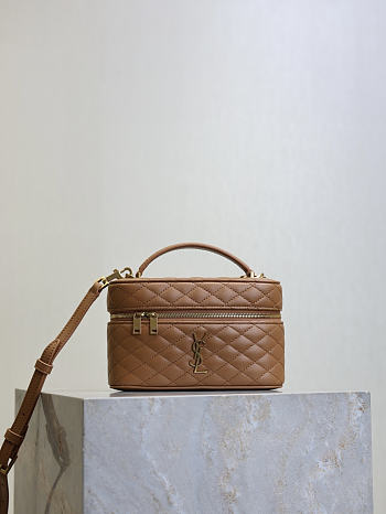 YSL Gaby Vanity Bag In Lamskin Leather Fox - 18x11x6.5cm