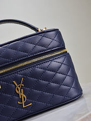 YSL Gaby Vanity Bag In Lamskin Leather Navy - 18x11x6.5cm - 2