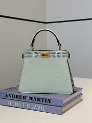 Fendi Peekaboo ISeeU Mini Sago Green Leather Bag with FF Interlacing - 20x11x15cm - 5
