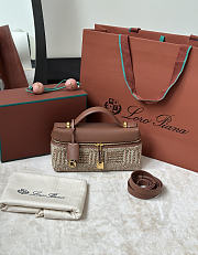 Loro Piana Extra Bag L23 Virgin Wool, Linen Pecan/Charcoal Gray/Bone/Mole/Sun Gold (F7L6) - 23x12x7cm - 1
