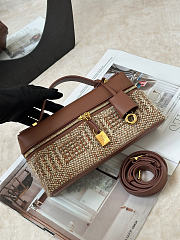 Loro Piana Extra Bag L23 Virgin Wool, Linen Pecan/Charcoal Gray/Bone/Mole/Sun Gold (F7L6) - 23x12x7cm - 3