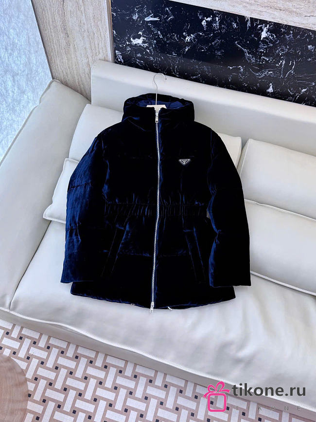 Prada Velvet Down Jacket Navy 292214 - 1