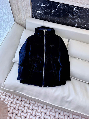 Prada Velvet Down Jacket Navy 292214