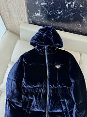 Prada Velvet Down Jacket Navy 292214 - 2