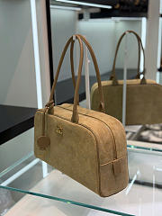 Chanel Large Bowling Bag Suede & Gold-Tone Metal Dark Beige - 35.5x19x12.5cm - 5