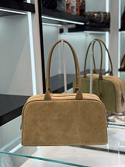 Chanel Large Bowling Bag Suede & Gold-Tone Metal Dark Beige - 35.5x19x12.5cm - 3