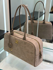 Chanel Large Bowling Bag Suede & Gold-Tone Metal Gray - 35.5x19x12.5cm - 3