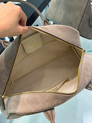 Chanel Large Bowling Bag Suede & Gold-Tone Metal Gray - 35.5x19x12.5cm - 6