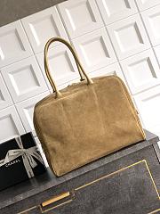 Chanel Maxi Bowling Bag Suede Calfskin, Calfskin & Gold-Tone Metal Dark Beige AS6212 -  42x32x21cm - 4