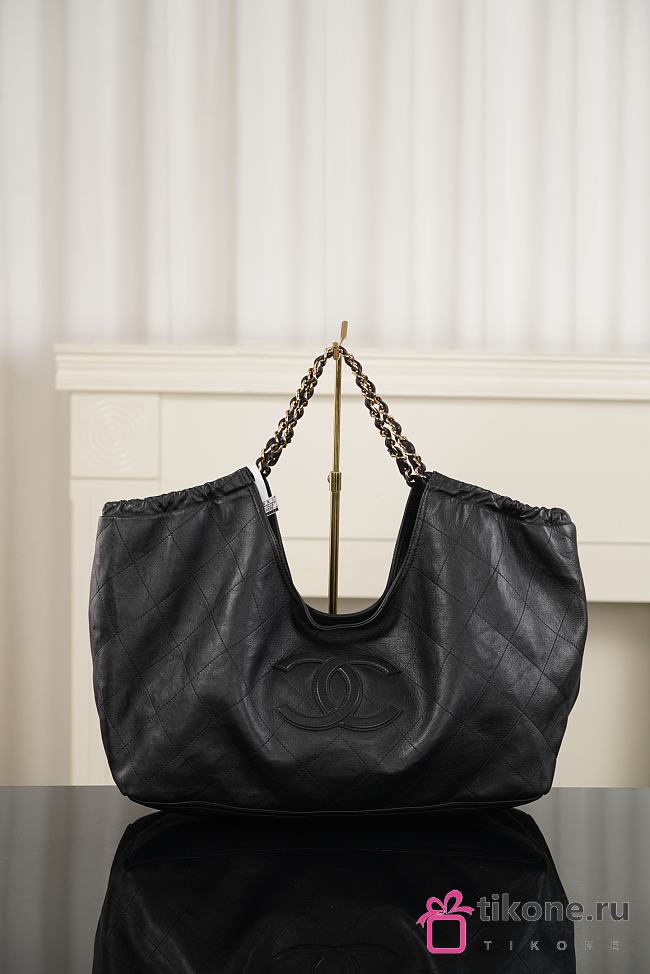 Chanel Small Shopping Bag Denim, Calfskin & Gold-Tone Metal Black AS6191 - 43x20x17cm - 1