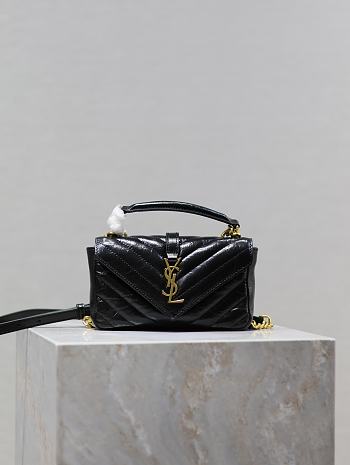 YSL College Mini In Shiny Leather Black - 20x13x3cm