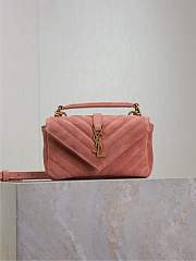 YSL College Mini Suede Crossbody Bag in Pink - 20x14x4.5cm - 1
