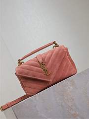 YSL College Mini Suede Crossbody Bag in Pink - 20x14x4.5cm - 4
