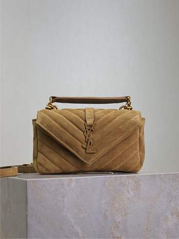 YSL College Mini Suede Crossbody Bag in Gold - 20x14x4.5cm