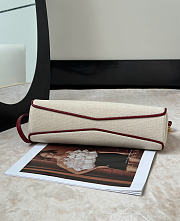 Alaia Le Click East West Medium Bag In Canvas Natural/Red - 30x14x9cm - 4