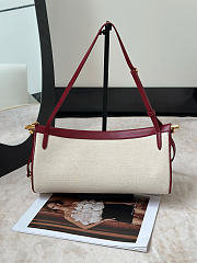 Alaia Le Click East West Medium Bag In Canvas Natural/Red - 30x14x9cm - 3