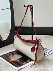 Alaia Le Click East West Medium Bag In Canvas Natural/Red - 30x14x9cm - 2