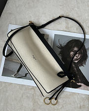 Alaia Le Click East West Medium Bag In Canvas Natural/Black - 30x14x9cm - 2