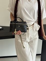 Chanel Mini Bag Charm Gold-Tone Metal & Lambskin, Golden & Black - 2