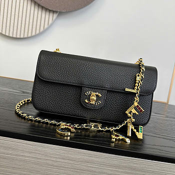 Chanel Flap Bag Grained Calfskin & Gold-Tone Metal Black - 22x12x4cm