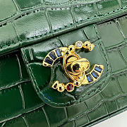 Chanel Flap Bag Crocodile Embossed Calfskin & Gold-Tone Metal Green - 22x12x4cm - 2