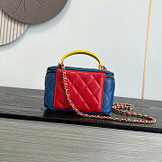Chanel Long Vanity With Chain Lambskin, Enamel & Gold-Tone Metal Blue, Yellow & Red AP2199 - 16x9.5x8cm - 6