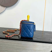 Chanel Long Vanity With Chain Lambskin, Enamel & Gold-Tone Metal Blue, Yellow & Red AP2199 - 16x9.5x8cm - 5