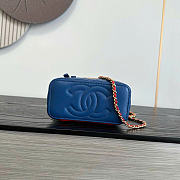 Chanel Long Vanity With Chain Lambskin, Enamel & Gold-Tone Metal Blue, Yellow & Red AP2199 - 16x9.5x8cm - 4