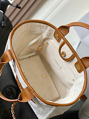 Chanel Shopping Bag Canvas, Calfskin & Gold-Tone Metal Ecru & Camel AS3257 - 19.5x17x5cm - 5