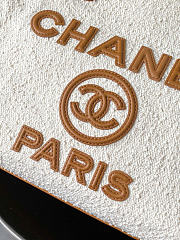 Chanel Shopping Bag Canvas, Calfskin & Gold-Tone Metal Ecru & Camel AS3257 - 19.5x17x5cm - 6