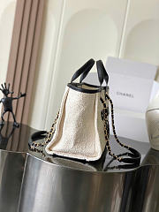 Chanel Shopping Bag Canvas, Calfskin & Gold-Tone Metal Ecru & Black AS3257 - 19.5x17x5cm - 6