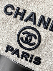 Chanel Shopping Bag Canvas, Calfskin & Gold-Tone Metal Ecru & Black AS3257 - 19.5x17x5cm - 2