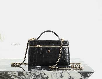 Chanel Vanity With Chain Crocodile Embossed Calfskin & Gold-Tone Metal Black - 19.5x17x5cm