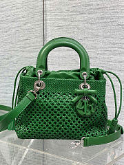 Medium Lady Dior Bag Green Woven Calfskin - 24x21x12cm - 1