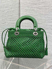 Medium Lady Dior Bag Green Woven Calfskin - 24x21x12cm - 4