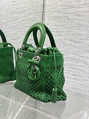 Medium Lady Dior Bag Green Woven Calfskin - 24x21x12cm - 2