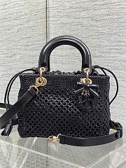 Medium Lady Dior Bag Black Woven Calfskin -  24x21x12cm - 1