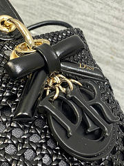 Medium Lady Dior Bag Black Woven Calfskin -  24x21x12cm - 4