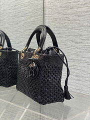 Medium Lady Dior Bag Black Woven Calfskin -  24x21x12cm - 5