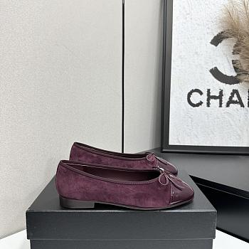 Chanel Ballet Flats Suede & Patent Calfskin Burgundy & Black