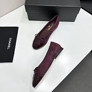 Chanel Ballet Flats Suede & Patent Calfskin Burgundy & Black - 5