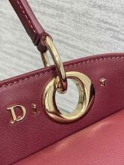 Small Dior Cigale Bag Shiny Supple Calfskin Burgundy - 28x18x8cm - 5