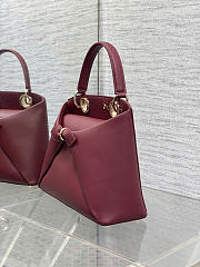 Small Dior Cigale Bag Shiny Supple Calfskin Burgundy - 28x18x8cm - 4