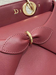Small Dior Cigale Bag Shiny Supple Calfskin Burgundy - 28x18x8cm - 3