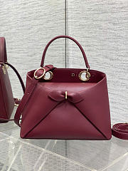 Small Dior Cigale Bag Shiny Supple Calfskin Burgundy - 28x18x8cm - 1