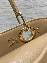 Small Dior Cigale Bag Shiny Supple Calfskin Dark Beige - 28x18x8cm - 6