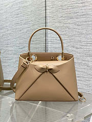 Small Dior Cigale Bag Shiny Supple Calfskin Dark Beige - 28x18x8cm - 4