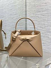 Small Dior Cigale Bag Shiny Supple Calfskin Dark Beige - 28x18x8cm - 3