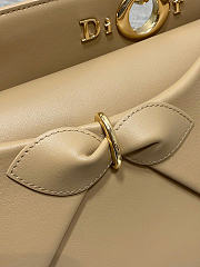 Small Dior Cigale Bag Shiny Supple Calfskin Dark Beige - 28x18x8cm - 2