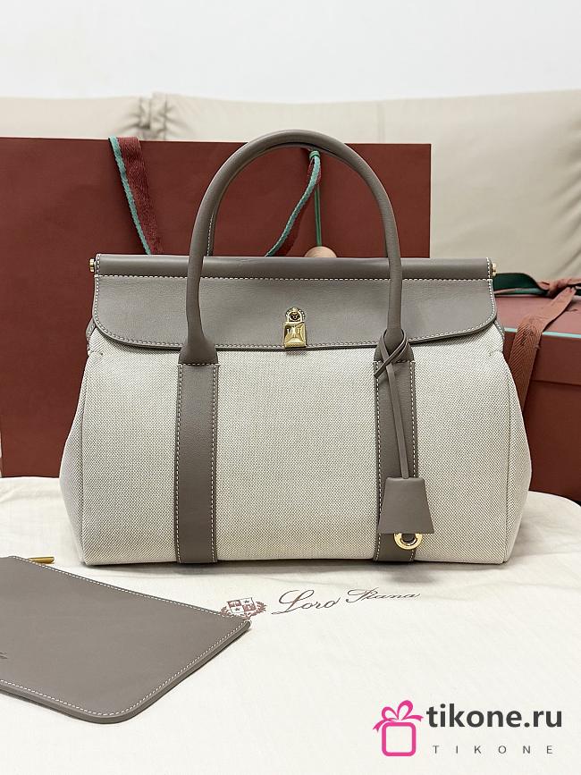 Loro Piana Loom bag L32 Cotton Linen Natural/Almond Tree/Sun Gold (B5UW) - 33x23x18cm - 1